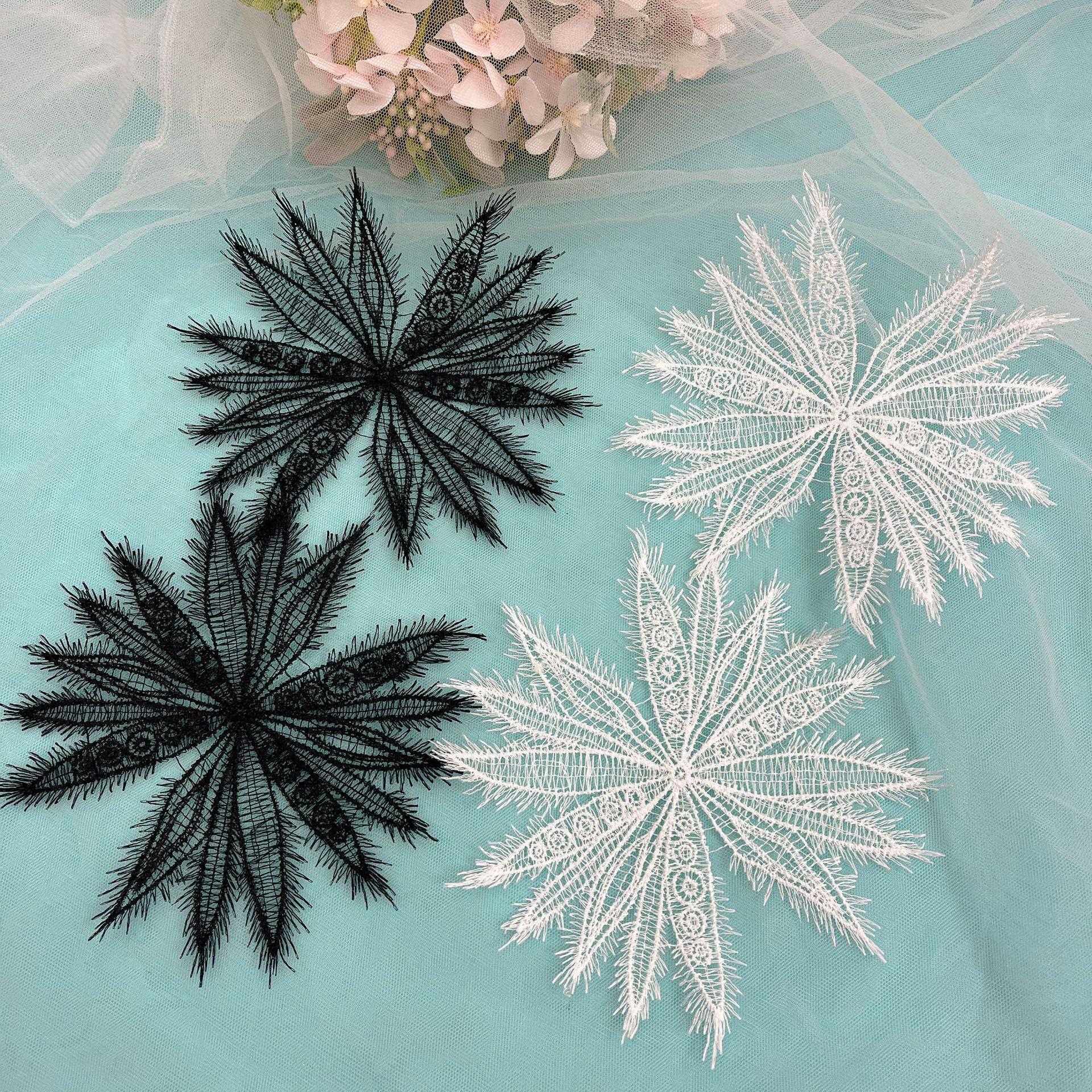 CM精品亮片鱼丝线雪花蕾丝贴花 婚纱礼服头纱服装补丁DIY