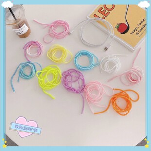 手机充电器螺旋彩色数据线保护套缠绕绳防折断裂适用於苹果安卓华