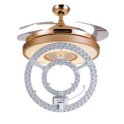 风扇灯三色变色灯芯餐厅吊扇灯专用led灯盘替换灯珠吸灯维修配件