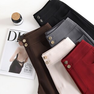 阔腿裤女a长裤春季新款垂顺坠感广场跳舞裤甩裤感大脚裤红色舞蹈