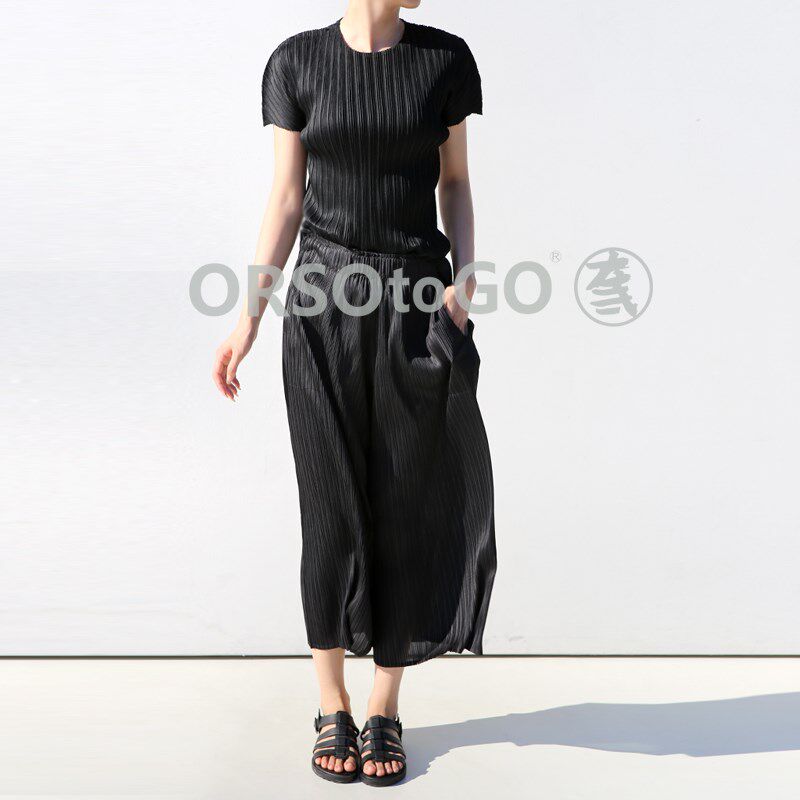 2025新款垂坠感褶皱休闲阔腿裤九分G气质大码裙裤女宽松慵懒风高