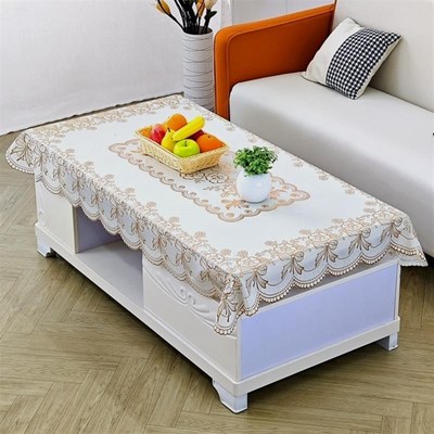 网红款90*140cm长方形银色烫金茶几桌布防水防油防烫欧式蕾丝桌布