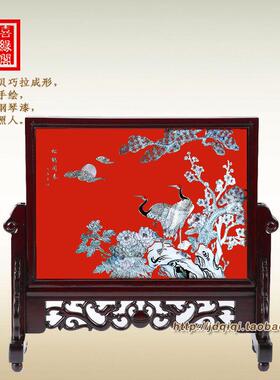 漆器平特色旅游工艺商务s台螺钿摆件扬州插屏扬州礼外事屏磨屏风