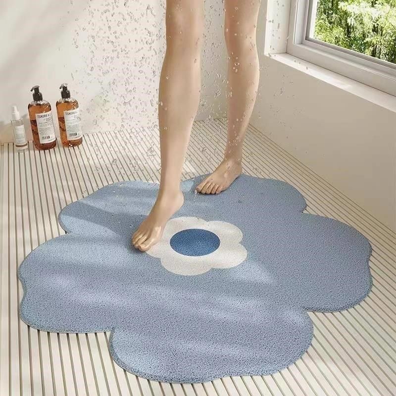 浴室防滑地垫洗澡淋浴房防摔蓝色花朵家用丝圈脚垫子卫生间防滑垫,纺织面料/辅料/配套,纺织机械配件,淘宝优惠券,粉丝福利购,淘宝优惠卷