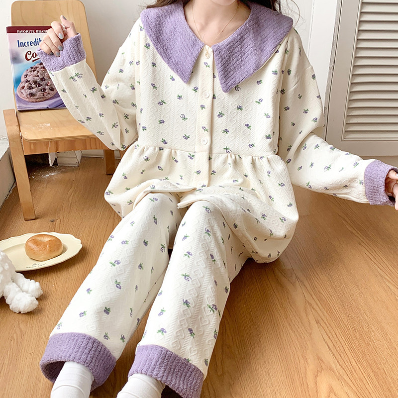 秋冬季空气棉月子服春秋纯棉产后孕妇睡衣产妇坐月哺乳装10月份12