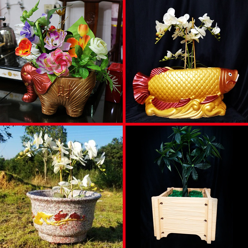 水泥花盆模具欧式圆形p花盘塑料盆景模型大号摆件模子大象自制小