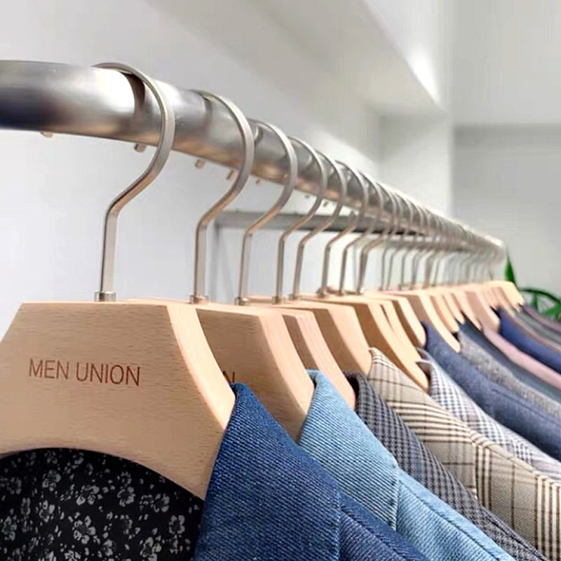 高档榉木衣架家用男女装服装店专用原D木衣挂防滑实木衣架LOGO定