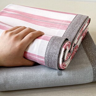 A类100全棉老粗布床单凉席春夏新E款高档包边不起球厚条纹纯棉被