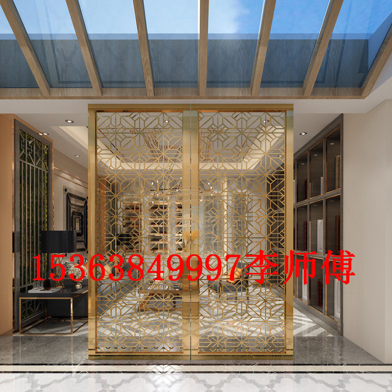 不锈钢屏风隔断j装饰镂空雕花金属简约后现代轻奢小户型客厅定制