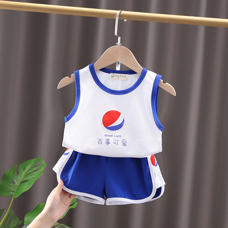 儿童背心套装2021新款男童夏季潮流婴儿纯棉宝宝无袖短裤两件套潮