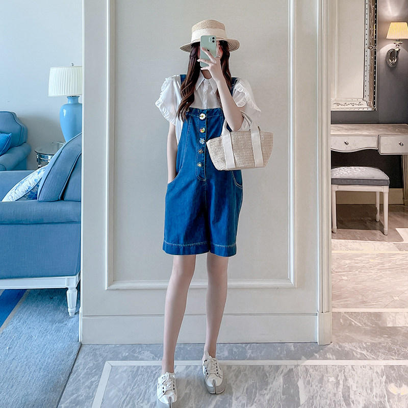 孕妇装2022夏季新款时尚牛仔背带短裤套装韩版薄款洋气外穿裤子,孕妇装/孕产妇用品/营养,套装,淘宝优惠券,粉丝福利购,淘宝优惠卷