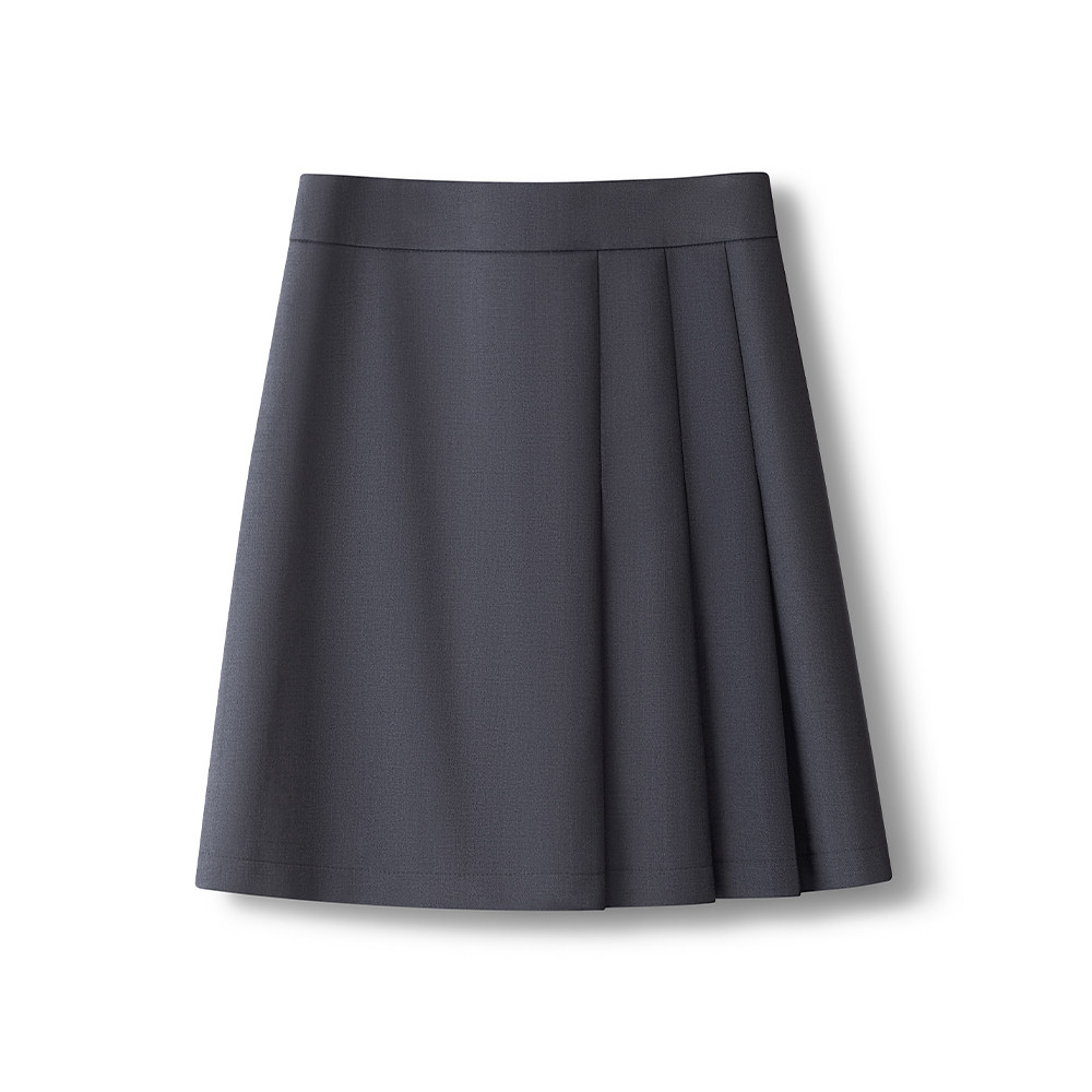 不规则百褶裙女春秋短款2024新款灰色西装面料显瘦a字短裙半身裙