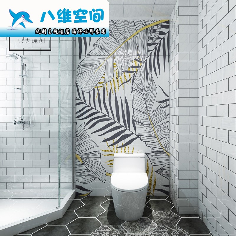 卫生间瓷砖简约现代厕所厨卫艺术砖仿古砖浴室水泥灰色背景墙砖3d