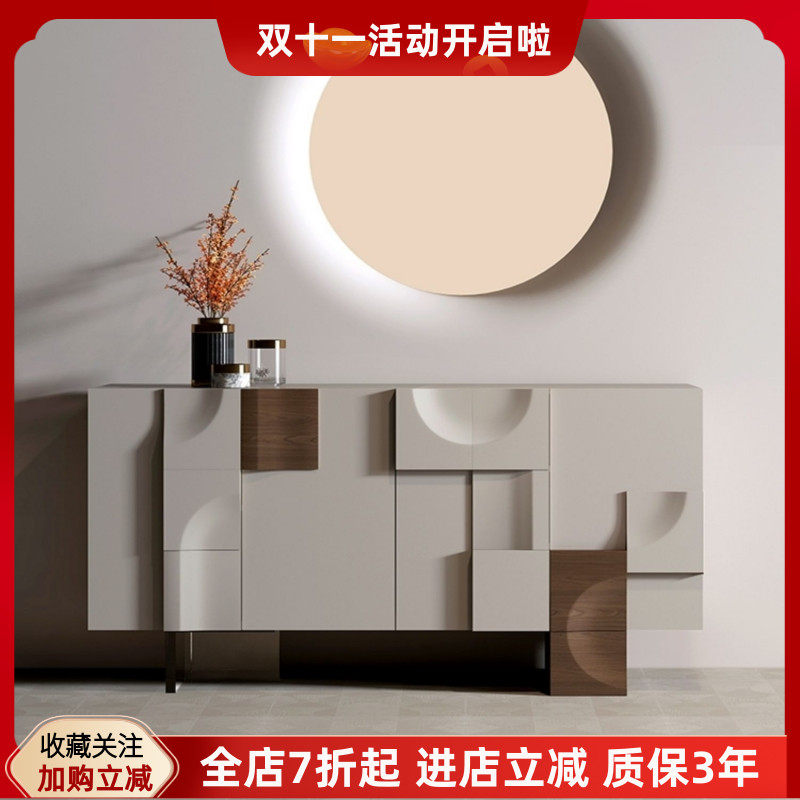 白色钢琴烤漆餐柜实木艺术玄关柜简约现代茶水柜储物收纳柜整装
