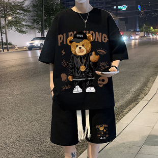 2023夏装新款12男童夏季一套装13大童男装15岁胖男孩宽松短袖t恤