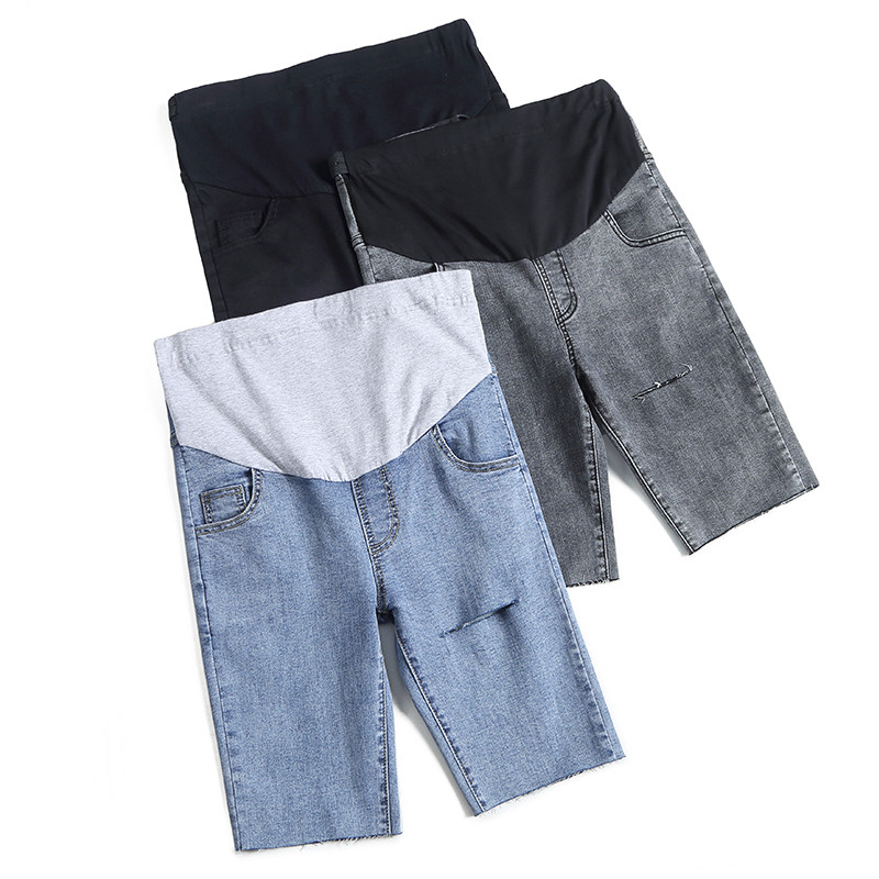 孕妇短裤夏季薄款外穿宽松版破洞牛仔短裤女夏款打底五分裤子夏装