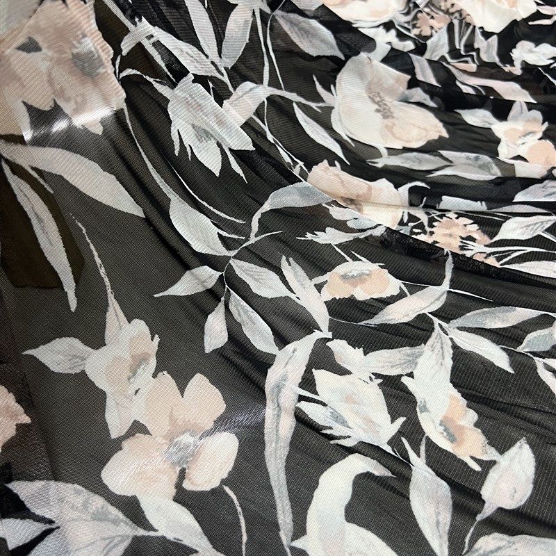 网纱印花布料 弹力柔软黑底花朵紧身连衣裙舞蹈服打底服装面料,纺织面料/辅料/配套,印花面料,淘宝优惠券,粉丝福利购,淘宝优惠卷