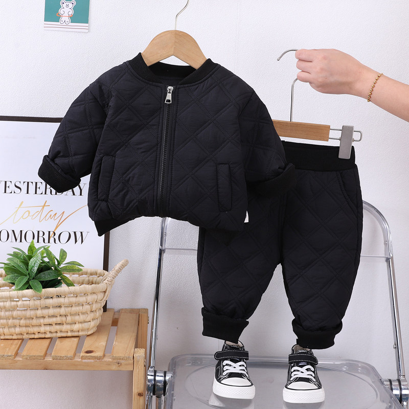童装男童秋冬季洋派棉衣女宝宝冬装时髦轻薄棉服小孩衣服儿童套装