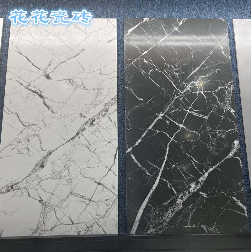 新款全瓷大花纹通体腊抛大理石瓷砖600X1200柔光黑白根地板砖白色