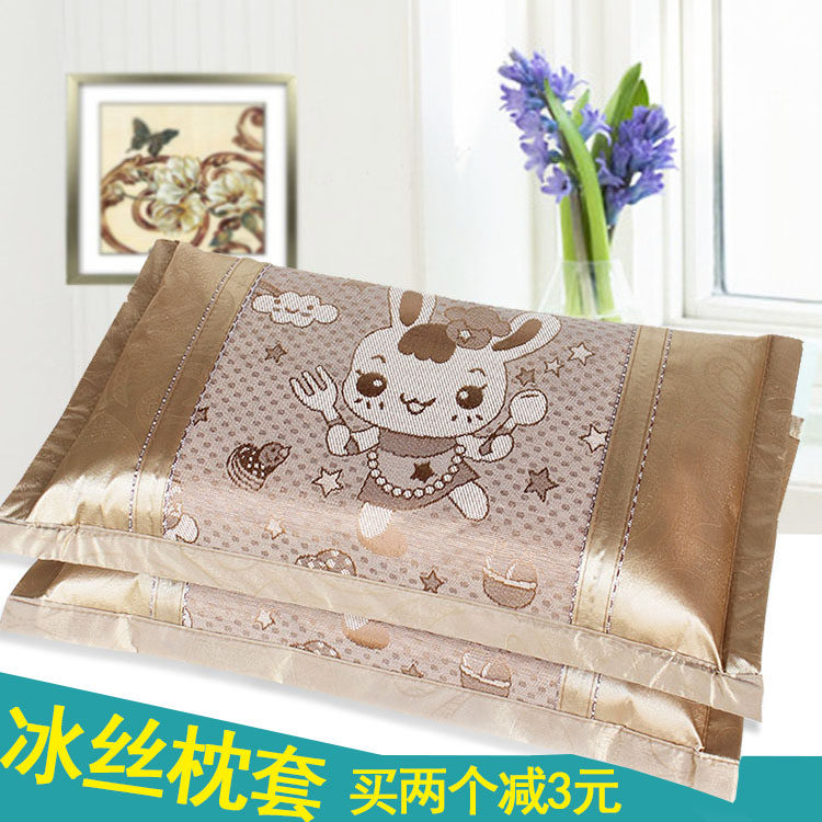夏季儿童凉枕套冰丝卡通可爱凉席枕头套30x5P0单人枕芯套一对拍两