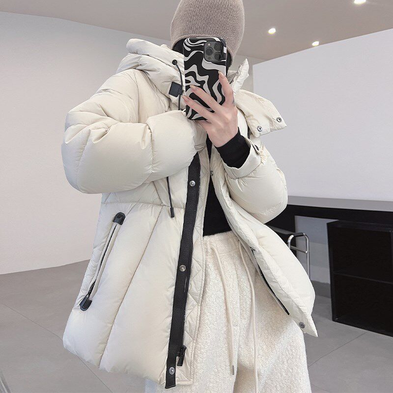 鹅绒服连帽90白鹅绒风雪领羽绒服女冬新款加厚显瘦韩版中长款外套