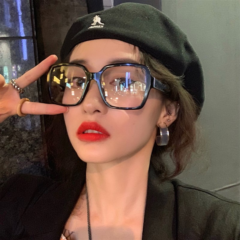 新款韩版潮网红大粗框方形黑色眼镜框架女圆脸显瘦素颜近视眼镜架