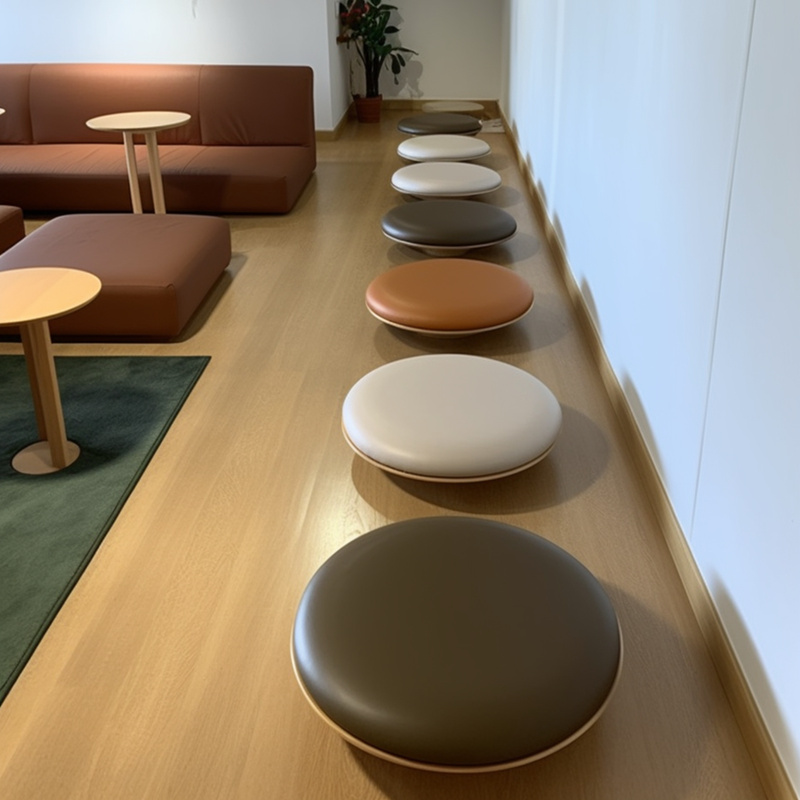 【圆形皮革坐垫】地上软座垫子卡座记忆棉餐椅垫吧台凳垫飘窗蒲团