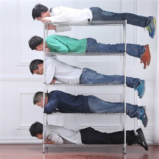 不锈钢色5层落地置物架多层收纳架D层架楼梯间下阳台专用储物架子