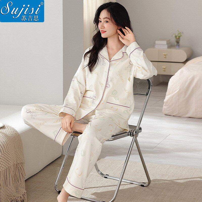 厂家月子b服春秋季纯棉产后哺乳孕妇睡衣双面全棉产妇喂奶秋冬款