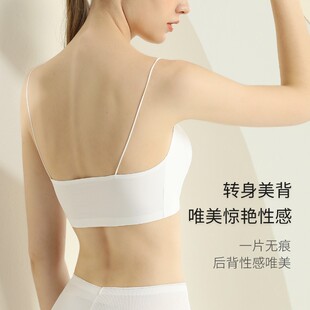 小吊带抹胸无钢圈文胸防走光无痕背心内搭裹胸内衣女薄本命年红色