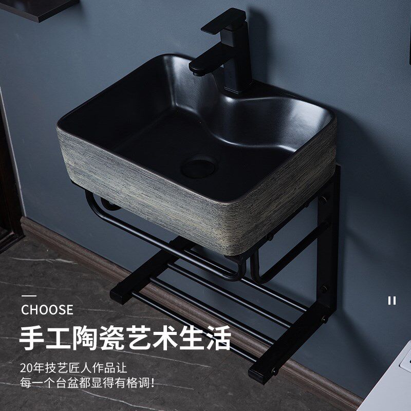 挂墙式洗手盆挂式台上盆阳台卫生间不H锈钢支架盆洗脸盆浴室柜组