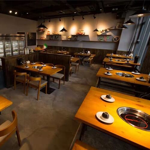 北欧实木餐椅 i商用餐饮火锅店原木色白蜡木可叠放靠背实木餐椅