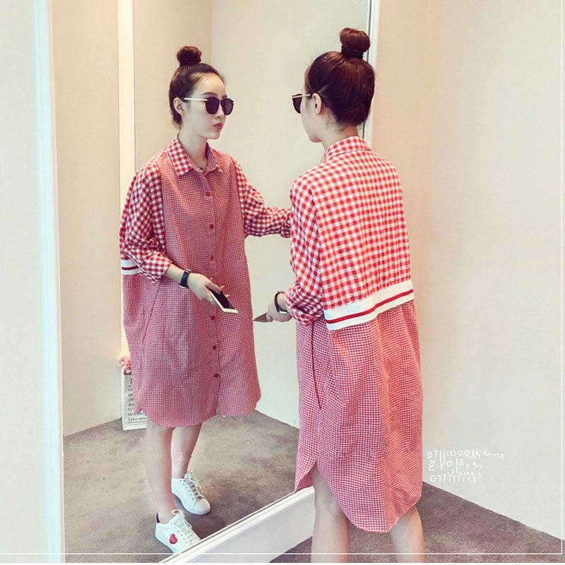 孕妇装春装2021新款200斤秋季大码上衣潮妈宽松衬衫中长款连衣裙