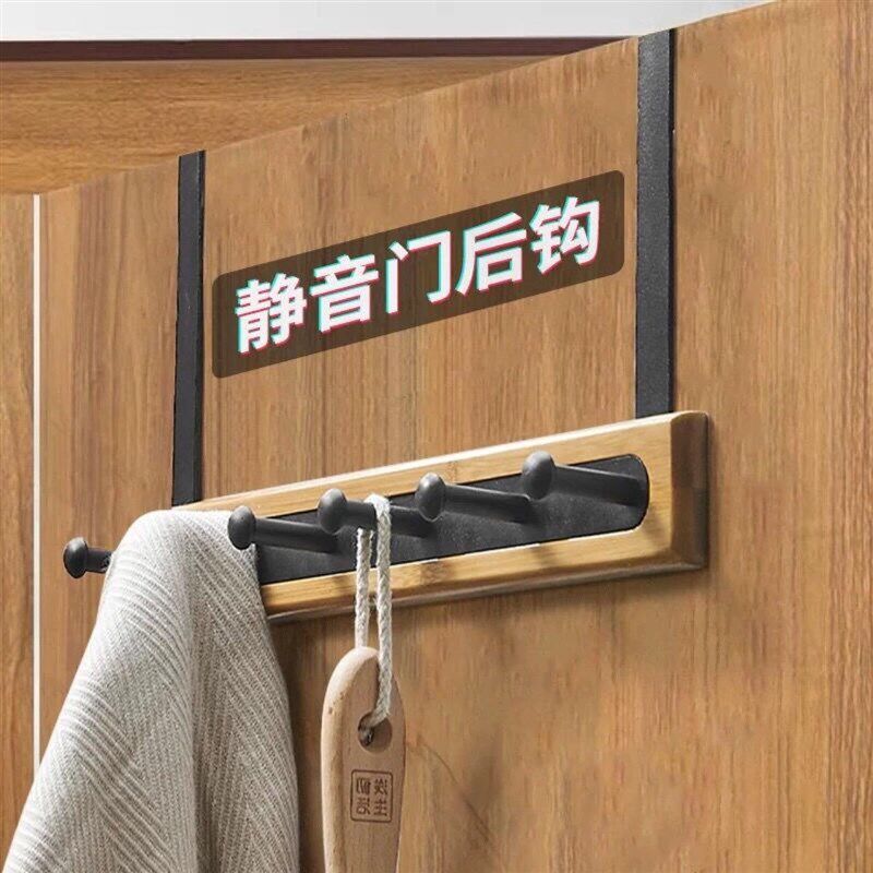 门后挂钩挂衣架竹木挂架门上卧y室免钉门背式无痕壁挂置物架衣帽