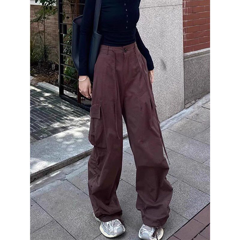 美式工装裤女夏季薄款20s25新款酷飒风加长版高个子垂感拖地阔腿