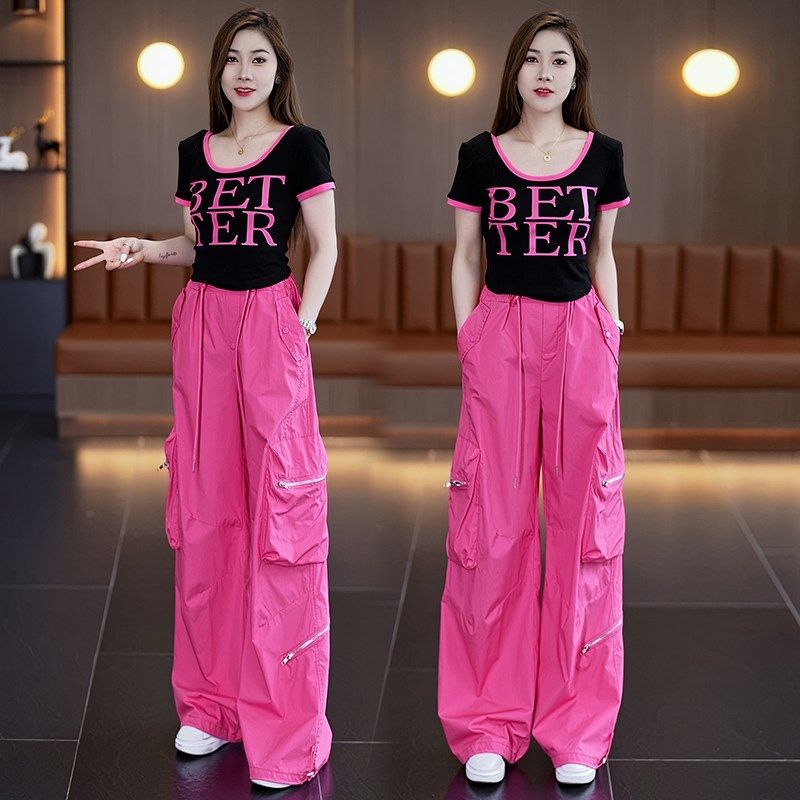 多巴胺工装裤套装女夏季两件套薄款20F25新款运动休闲火龙果阔腿,女装/女士精品,时尚套装,淘宝优惠券,粉丝福利购,淘宝优惠卷