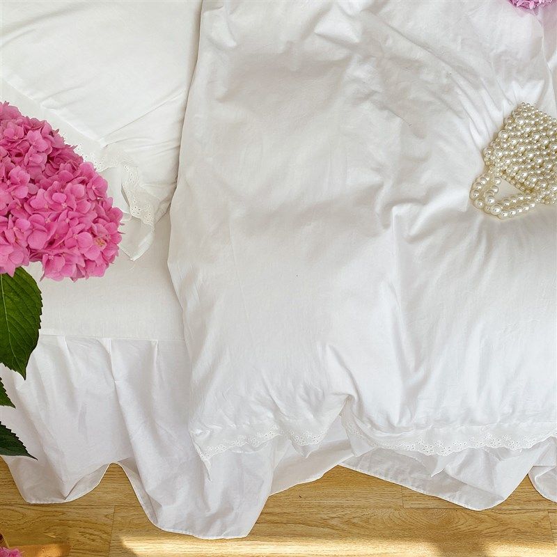 法式浪漫仙气全棉l床裙四件套柔软裸睡白色公主风花边被套床单,床上用品,床品套件/四件套/多件套,淘宝优惠券,粉丝福利购,淘宝优惠卷