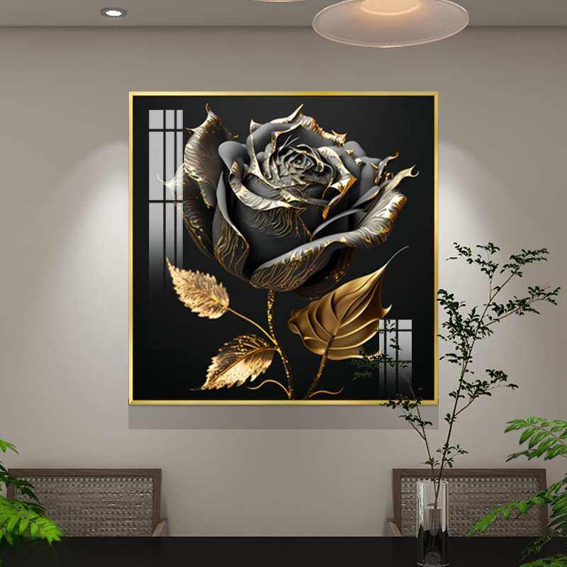 轻奢大气餐厅玄关背景墙装饰画高级感单幅走廊过道壁画玫瑰花挂画,家居饰品,现代装饰画,淘宝优惠券,粉丝福利购,淘宝优惠卷