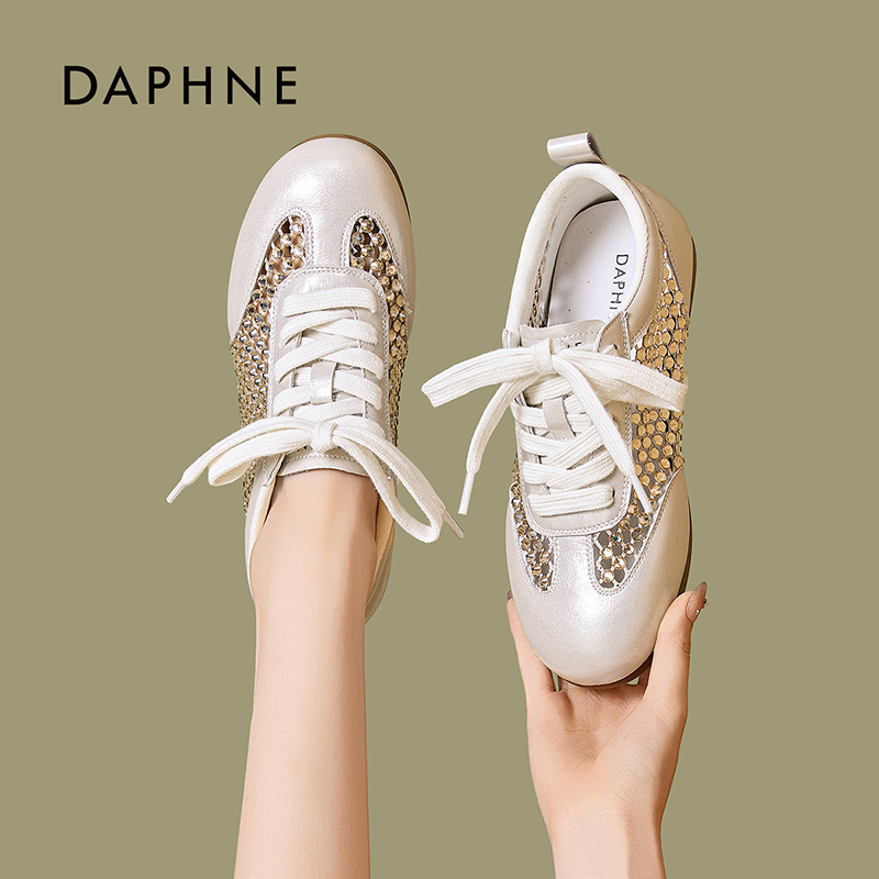 达芙妮德训鞋女款2025夏季新款网面透气平底网鞋超火百搭小白鞋子