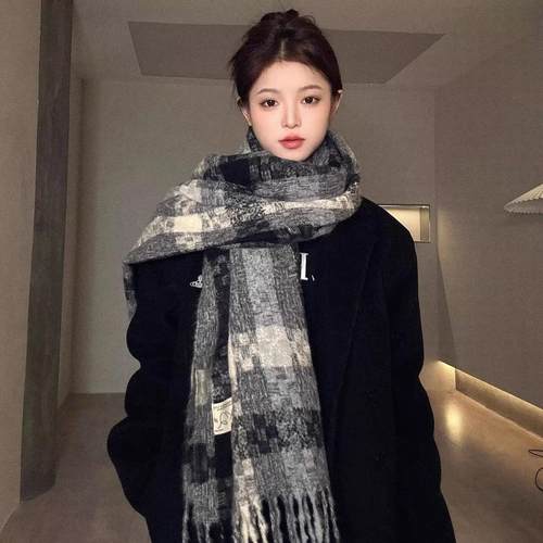 Yz3-2025秋冬季款百搭双面仿羊绒大版披肩版百搭加厚保暖护脖围巾