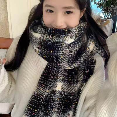 Yz1-2025秋冬季款百搭双面仿羊绒大版披肩版百搭加厚保暖护脖围巾