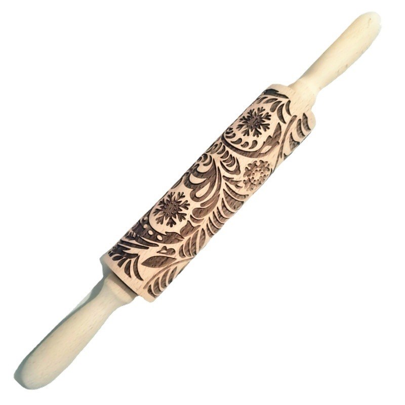 .Wooden rolling pin Beech przint rolling pin embossed rollin
