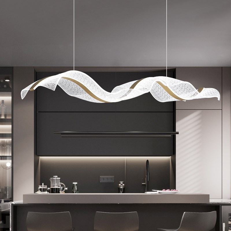 设计师艺术长条飘带餐厅吊灯全光谱护眼茶室餐桌吧台星空装饰吊灯