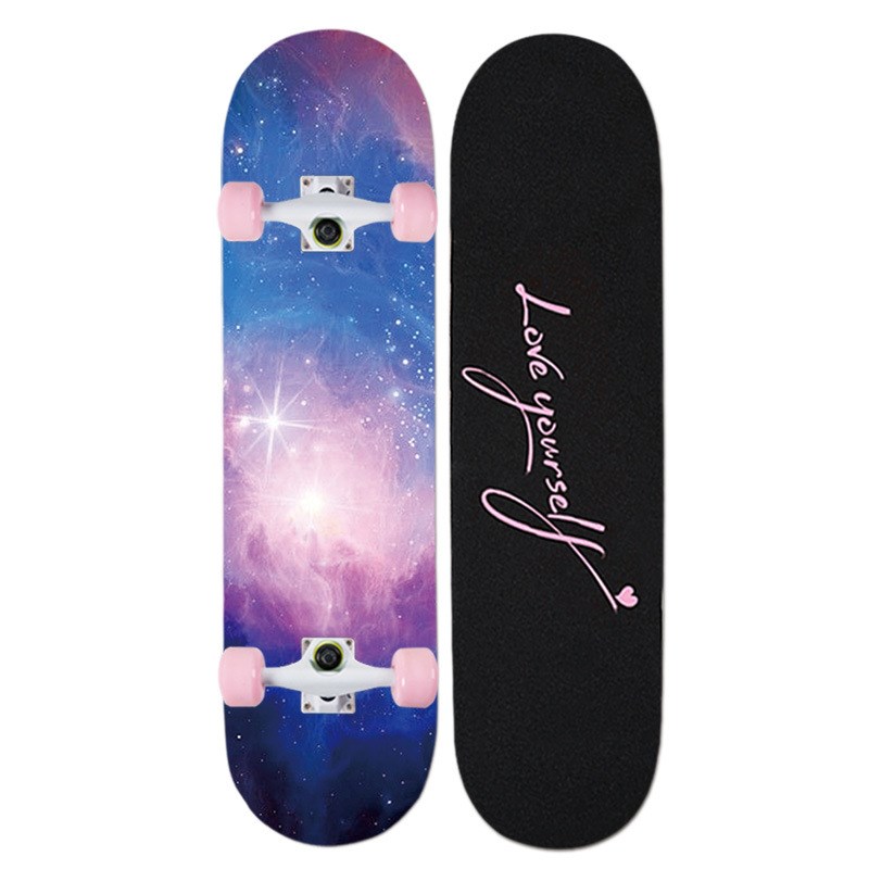 滑板初学者成人女生四轮滑板车青少年儿童刷街少女80cm双翘板