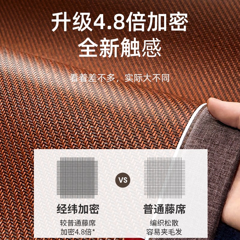 夏季高端床笠款凉席藤席2025新款家用单人席子可折叠加厚草席床垫