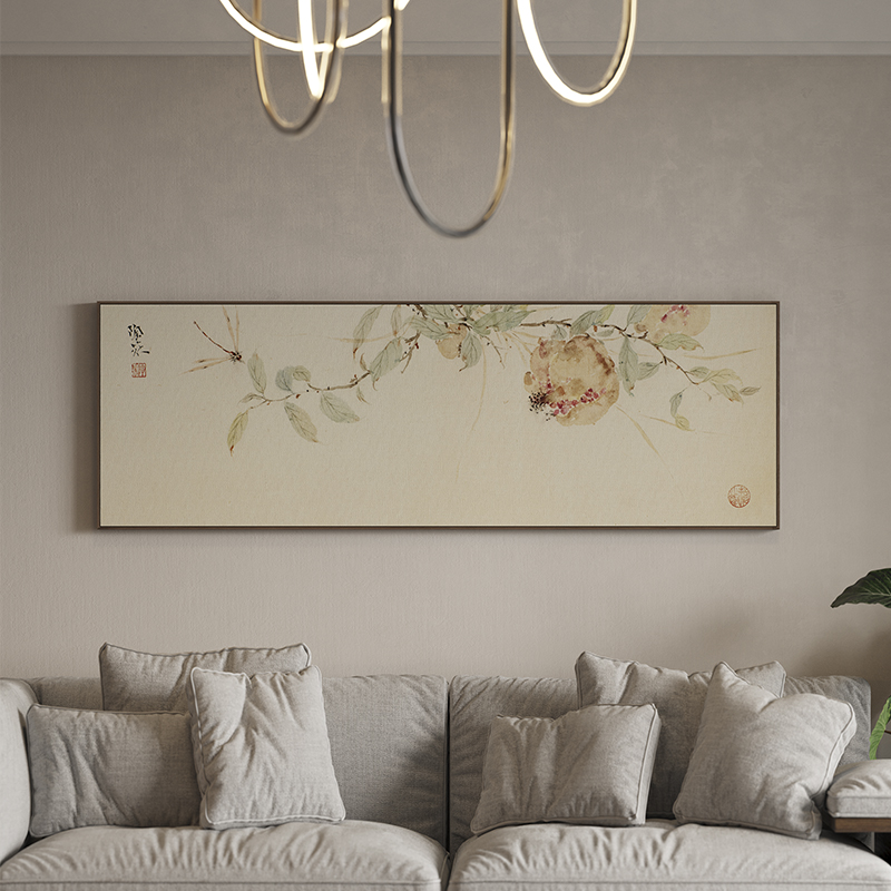 陶花  新中式横幅客厅沙发背景墙装饰画日式卧室床头挂画国风壁画图片