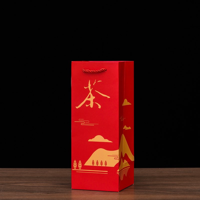小号茶叶手提袋子红茶礼品袋绿茶手挽袋红色绿茶芳村大海包装