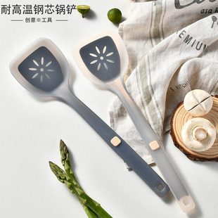炒菜铲子静音创意厨房煎铲 硅胶锅铲不粘锅家用耐高温长柄烹饪中式