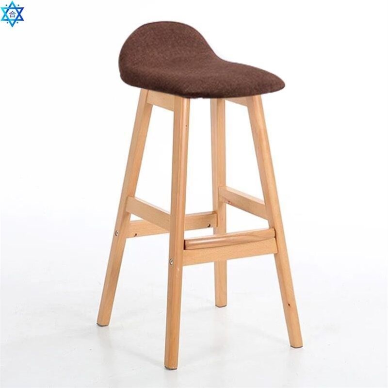 Wood Nordic bar high stool coffee backrestO tables chair 座
