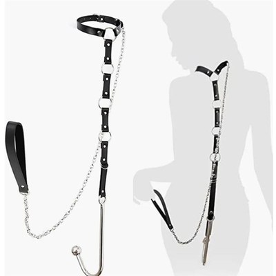 Stainless Steel Anal sHook Long Chain Leash Sexy Sex Tools